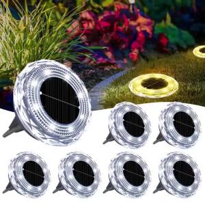 2/4pcs Solar Ground Lights 8LEDs Solar Lights Outdoor Bright LED Solar Disk Lights Outdoor Garden Pathway Driveway Lawn Lights