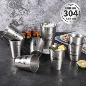 Creative Stainless Steel Beer Cup Anti-Fall Drinking Water Cup for Children Home Use Beverage Cup Tea Cup 304 Metal Cup