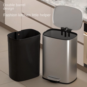 Hotel Shopping Mall Coffee Shop Milk Tea Shop Large Garbage Can Square Stainless Steel Trash Bin