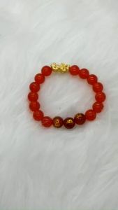 Vòng tỳ hưu vàng tam hợp thân tý thìn chất liệu mã não đỏ tự nhiên - size 8 10 12ly  - có khai quang may mắn tài lộc - PHONG THỦY ANH VŨ