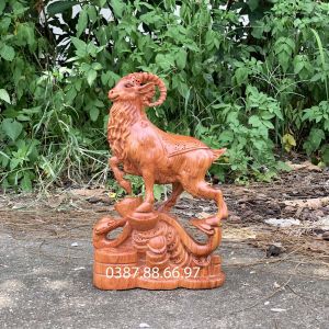 Tượng dê nhất dương đủ kích thước cao 20 30 40 50 chất liệu gỗ hương cực đẹp