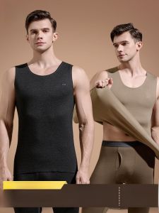 miiow | Thickened Fleece Warm Vest Mens Inner Wear Winter Base Layer Catman German Velvet Lock Temperature Mens Thermal Underwear Set