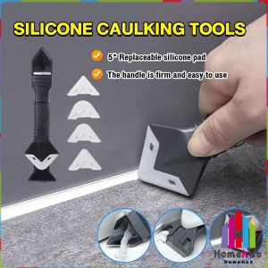 Homehub Silicone Caulking Scraper Tools Silicone Caulking Scraper Tool With 5 Replaceable Silicone Pads