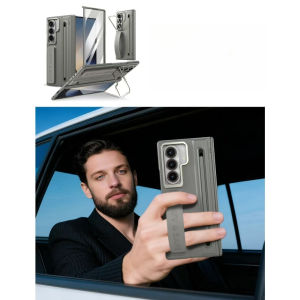 For Samsung Galaxy Z Fold 8 Ultra 7 6 5 Alloy Lens Holder Case With Wristband Magnetic Hinge Screen Protector Cover For Z Fold 8