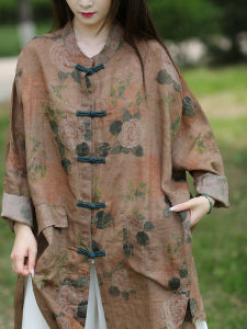 Loose Fit Cotton Linen Womens Shirt Original Design Chinese Style Sun Protection Yushan Plant Fiber Thin Outerwear