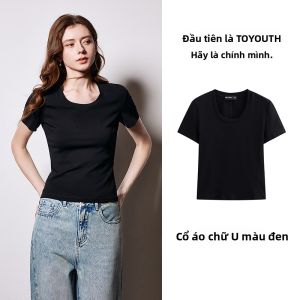 Toyouth | Áo Thun Nữ Màu Đơn Giản Mềm Mại Từ Lyocell