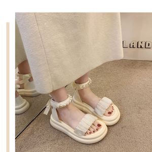 Trendy non-slip sandals 2024 new summer platform fashion beach roman senior fairy style with skirt tide