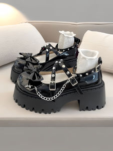 รองเท้า Mary Janes ทรงสูงพื้นหนา สไตล์สตรีท สำหรับผู้หญิง ทรงปากตื้น สไตล์จีนแผ่นดินใหญ่ ฤดูใบไม้ผลิและฤดูใบไม้ร่วง