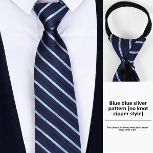 JIFANPAUL | Easy-to-wear Tie with Zipper Black Striped