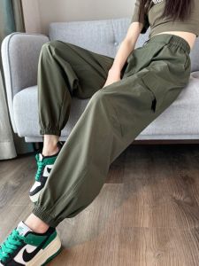 High Waist Draped Thin Breathable Quick Dry Womens Cargo Pants Summer New Style American Harlan Sport Pants Casual Pants