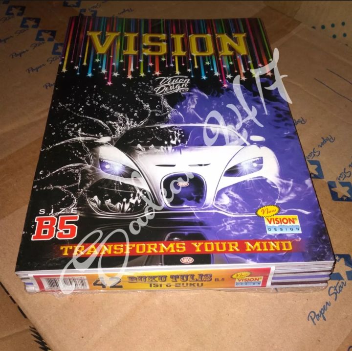 (COD) BUKU TULIS VISION 42 LEMBAR//UKURAN BESAR //1 PAK ISI 6//MOTIF ...