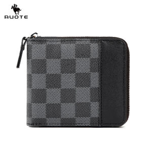 AUOTE Mens Short Wallet Soft PU Casual Wallet Multi-Functional Wallet Retro Pattern Large Capacity Purse Multi-Card Position ID Credit Cards Holders Coin Pocket Business Wallets Short Zipper Wallet