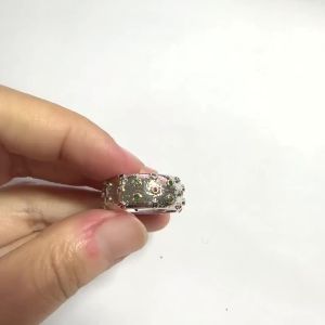 Huitan Fashion Women Two Tone Ring for Wedding Party Gentle Accessories Inlaid Multiple Colors Shiny CZ Special Daily Jewelry