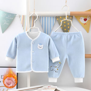 Baby Thermal Underwear Fleece Lined Open Cardigan Coat Boys Girls Newborn Single Top Base Layer Clothes Warm Cotton Polyester