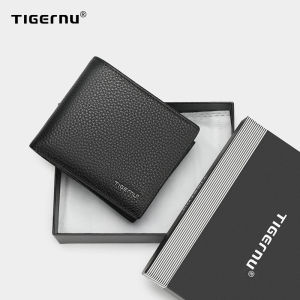 Tigernu Male Genuine Leather Wallets Men Luxury Mini Purse Mens Wallet Small Money Bag Card Wallet For Men Quality Slim Wallets