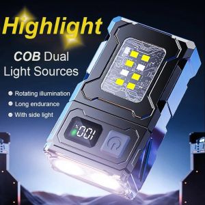 2024 đa chức năng mới đèn Pin COB Ajustable góc Led Ngoài Trời đầu khò xách tay Đèn móc khóa từ cắm trại đèn cảnh báo