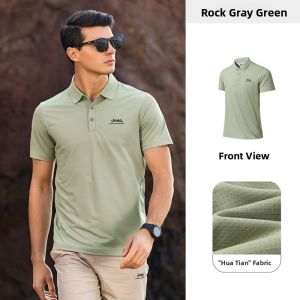 Jeep | Jeep Mens Antibacterial Casual Short Sleeve Polo Shirt Outdoor Summer Cool Feeling Turn-down Collar Breathable Quick-drying Lightweight