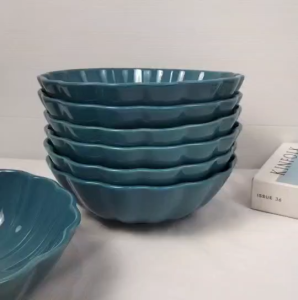 ถ้วย ถ้วยเซรามิค แพ็ค6แถม1ใบ ขนาด 9นิ้ว สีฟ้า ชาม ชามเซรามิค ทนความร้อนสูง  สไตล์ญี่ปุ่น