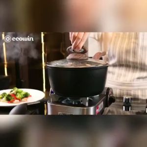 ecowin 16/18/20cm Non Stick Milk Pot with Glass Lid Granite Saucepan Pot for Induction Cooker CoCo Series (NO PFAS & PTFE & PFOA)
