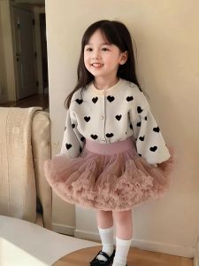 Girls Tulle Skirt Set Baby Birthday Cake Color 24 Autumn Style Half-length Princess Dress for Toddlers And Infants