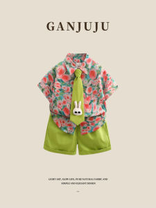 BOGUXIONG | Beach Vacation Style Ditsy Flower Shirt Set With Tie