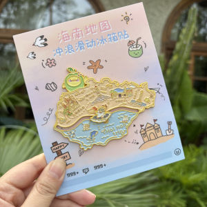 Original Surfing Hawaii Map Metal Fridge Magnet Slide Creative Cultural Tourism Souvenir from Sanya Hainan Customizable Design