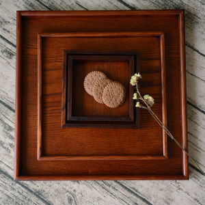 Japanese-Style Square Tray Tea Tray Wooden Tea Cup Flat Plate Square Small Fruit Tray Large Square Wooden Tray