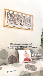 AES Pajangan Hiasan Dinding Kaligrafi Ayat Kursi Geometris Gold Jati Belanda 40x80 - KS016