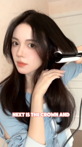 Akiracosme U-Shaped Hair Volumizing Iron & Curler | 25mm Curved Plate for Natural Fluffy Hair | 70M Negative Ions | 9 Temp Setting | 8s Fast Heat | Dual Voltage