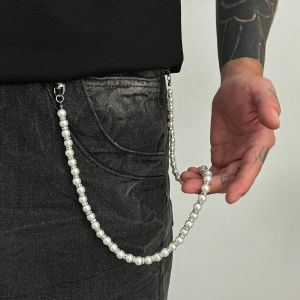 Ingemark | Ingemark Hip-Hop Imitation Pearl Trousers Jeans Keychain Ring Clip Men Trendy Creative Metal Handmade Bead Waist Chain Jewelry