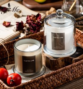 Smoke-Free Aromatherapy Glass Candle Home Decorative Spa Essential Oil Creative Gift Bell Shaped Wax Candle without Smoke