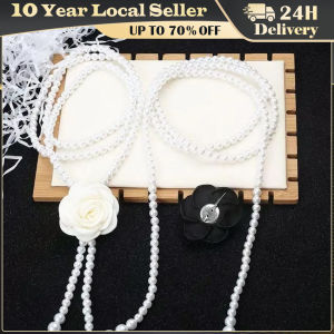 Elegant Temperament Camellia Pearl Waist Chain for Women Gentle and Versatile Dress Belt Body Chain