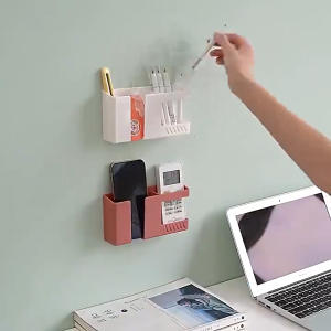 1pc Household TV Remote Control Mobile Phone Holder Wall Storage Box Organizer