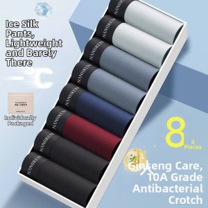 Nanjiren | Cotton Crotch Icy Silk Mens Boxer Shorts Thin Summer