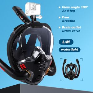 Full Face Dry Top Snorkel Mask 180°Wide View Anti Fog - Lightweight Professional Adult Snorkeling with Camera Mount Summer Sale