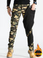 Men's Winter Camouflage Fleece Lined Elastic Work Pants Slim Fit Thickened Multi Pocket Wear Resistant Casual Cotton Trousers. 