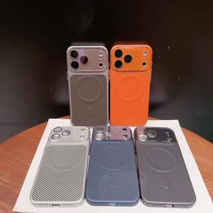 Carbon Fiber Leather Texture For MagSafe Magnetic Case For iPhone 17 16 15 14 13 Pro Max Hard PC Shockproof Lens Protector Cover