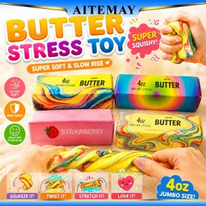 Aitemay 4 món đồ chơi giải tỏa căng thẳng hình que bơ đầy màu sắc 4 món đồ Đồ chơi bóp Relief căng thẳng hình phô mai cho Trò Đùa giải tỏa căng thẳng lo âu (chất liệu PU xách tay)