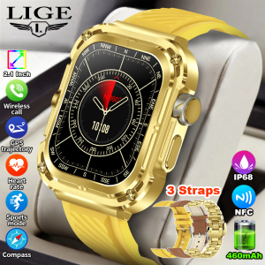 LIGE GPS Tracker Smart Watch Compass NFC 460mAh Battery 2.1 HD Display Men Smartwatch Military Outdoor Sports 2025 New Watches