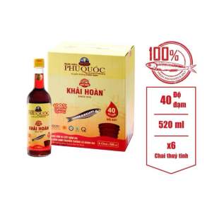 Nước mắm Phú Quốc Khải Hoàn 40 độ đạm 520ml chai thủy tinh x6 chai