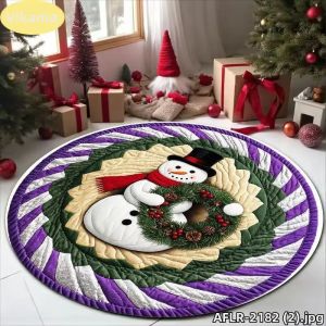 VIKAMA 2D Deep Pit Little Deer Giáng Sinh Thảm Tròn Chống Trơn Trượt Trong Nhà Phòng Khách Phòng Ngủ Đầu Giường Lễ Hội Ấm Cúng Trang Trí Nhà Thảm