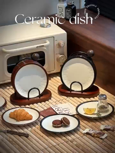 French style antique ceramic bone spitting plate household table trash plate luxury high-level afternoon tea Dim sum plate