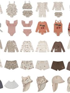 Childrens Long Sleeve Swimming Suit Beach Vacation Ins Style One Piece Separable Beachwear for Girls Boys Kids Poolwear