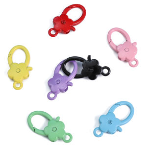 37X18มม. 1ดอกไม้ตะขอสีพ่นอัลลอยชิ้น/ถุงสำหรับอุปกรณ์ทำพวงกุญแจ DIY