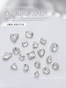 Nail Decoration Triangle Heart Shaped Rhinestones Transparent Square White Diamond Nail Art Tools 10 Pieces Beauty Makeup Tools