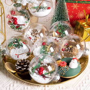 6/10CM Plastic Transparent Christmas Ball DIY Christmas Tree Hanging Pendant Wedding Festive Party Home Decoration