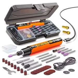 16000RPM Digital Electric Mini Drill Cordless Rotary Tool with LED Light Handheld Engraving Pen DIY Set for Jewelry Metal Polish