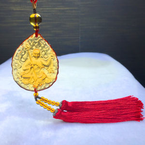 Glaze King of Tibet Bodhisattva/Buddha Statue Automobile Hanging Ornament Be Safe Charm Men and Women Car Interior Hanging Accessories Decorations Car Accessories