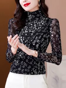 Turtleneck Grenadine Bottoming Shirt Womens Autumn Clothing 2024 New Arrival Fashion Long Sleeve T-shirt Fashionable Stylish Small Shirt Inner Wear Blouse