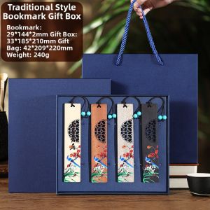 Customizable Antique Chinese Wooden Bookmark High Appearance Gift Box